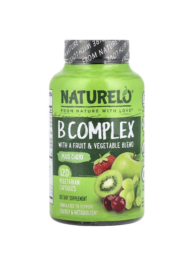 NATURELO NATURELO, B Complex with a Fruit & Vegetable Blend, Plus CoQ10, 120 Vegetarian Capsules  - Image 1