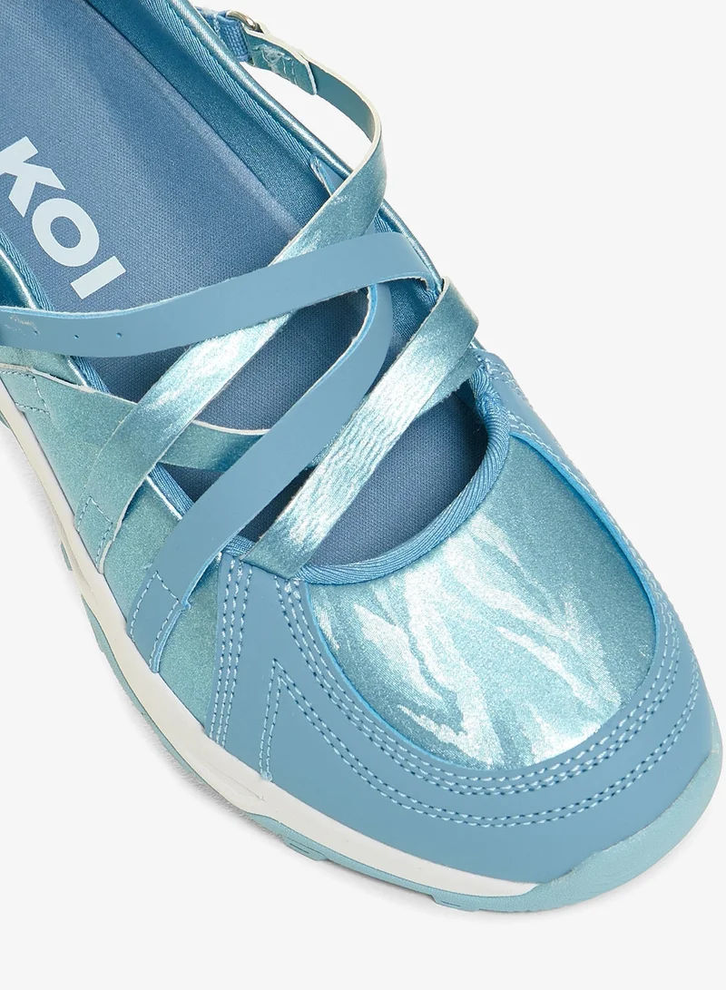Koi Blue Kyubi Shimmering Ballet Mary Janes - Blue for Women | Best Price UAE