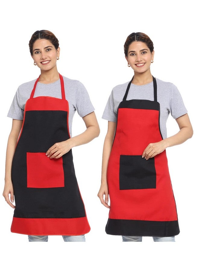 JMi Polyester Solid Plain Apron for Women Kitchen Waterproof, Free Size, Large Square Pocket .Apron Bibs (Free, MULTI - 1, 2) - Image 1