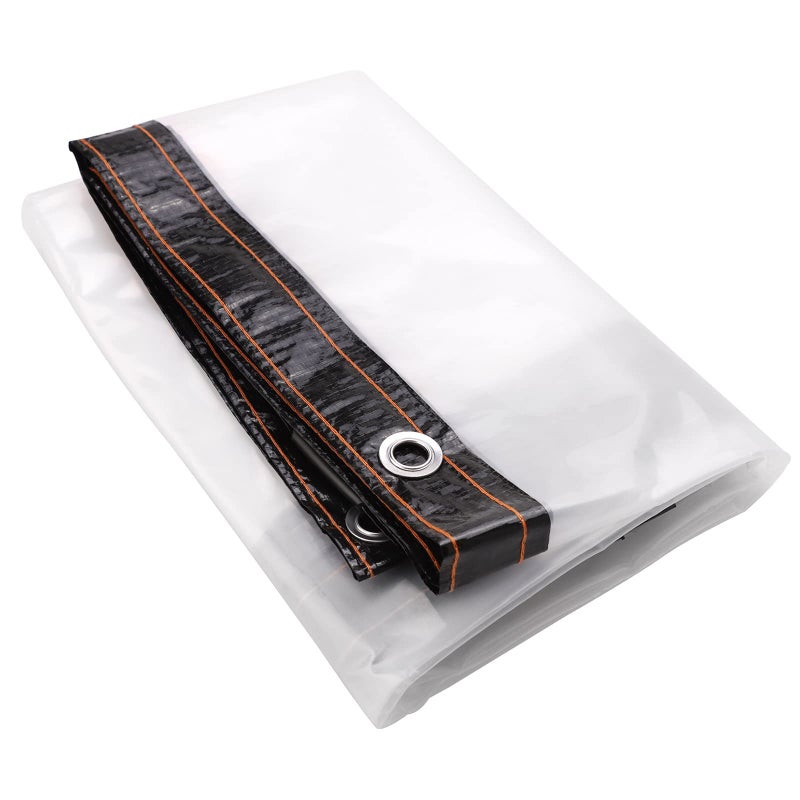 JYXindzkj Clear Waterproof Tarps Outdoor 3 x 3 Feet Transparent Tarpaulin Plastic Rainproof Tarp Cover with Grommets for Garden Furniture Cars Opening Storage Black 