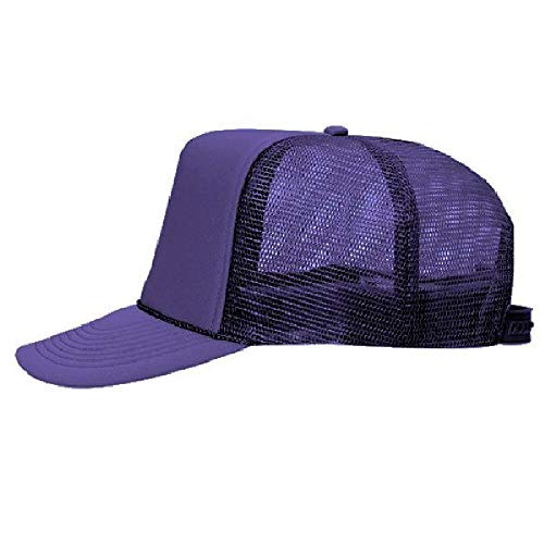 OTTO Polyester Foam Front 5 Panel High Crown Mesh Back Trucker Hat - Purple - Image 5