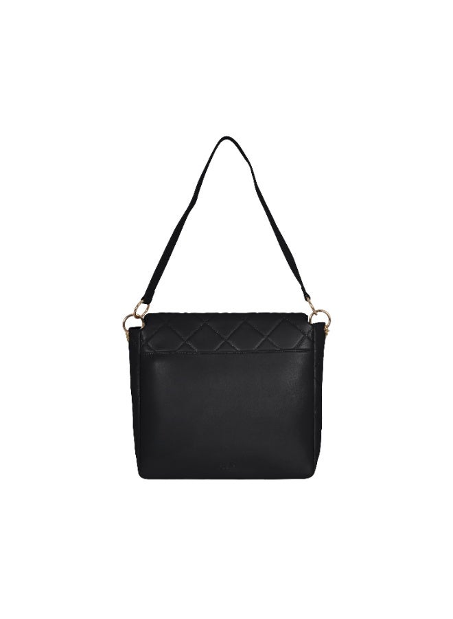 Foska Women's Large Tote & Shoulder Bag - Smooth PU Leather - Black - 33x30 cm - Image 4