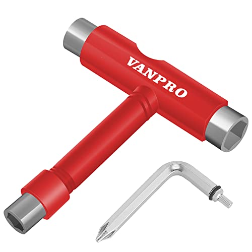 Vanpro skateboard tools skate tool all in oneUsed for installation and maintenance of various skateboards and roller skates，etc.(Snow red, Pack of 1) - Image 1