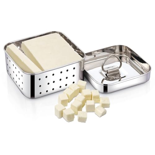 faas Stainless Steel Square Shape Paneer Cheese/Tofu/Mould/Press Maker. (500 Ml), 13 x 13 x 5.5 Centimeters, Silver - Image 1