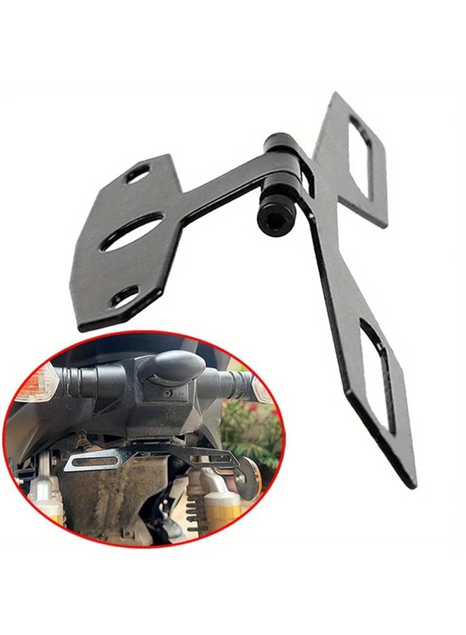 Black Adjustable Folding Motorcycle License Plate Holder With Tail Light Bracket - Image 1