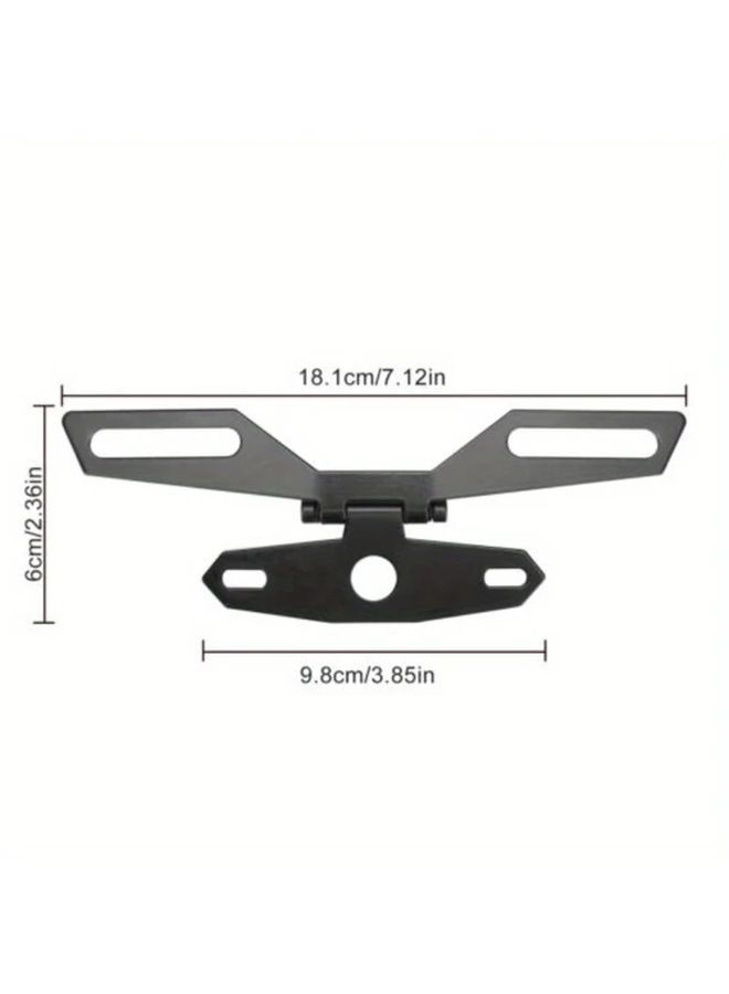 Black Adjustable Folding Motorcycle License Plate Holder With Tail Light Bracket - Image 2
