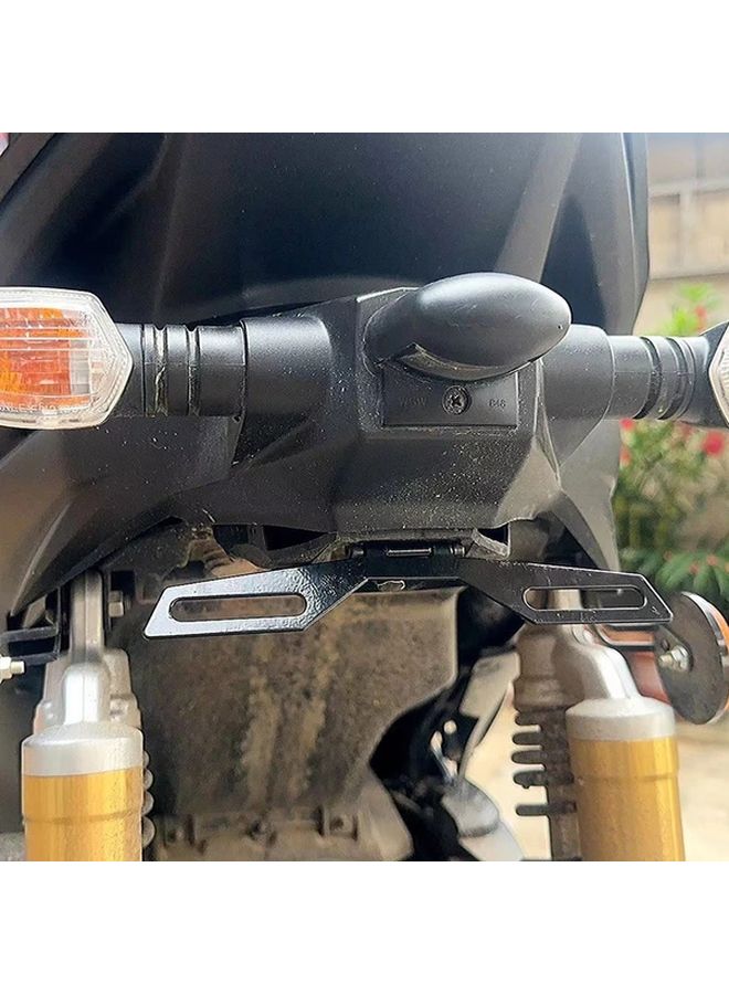 Black Adjustable Folding Motorcycle License Plate Holder With Tail Light Bracket - Image 5
