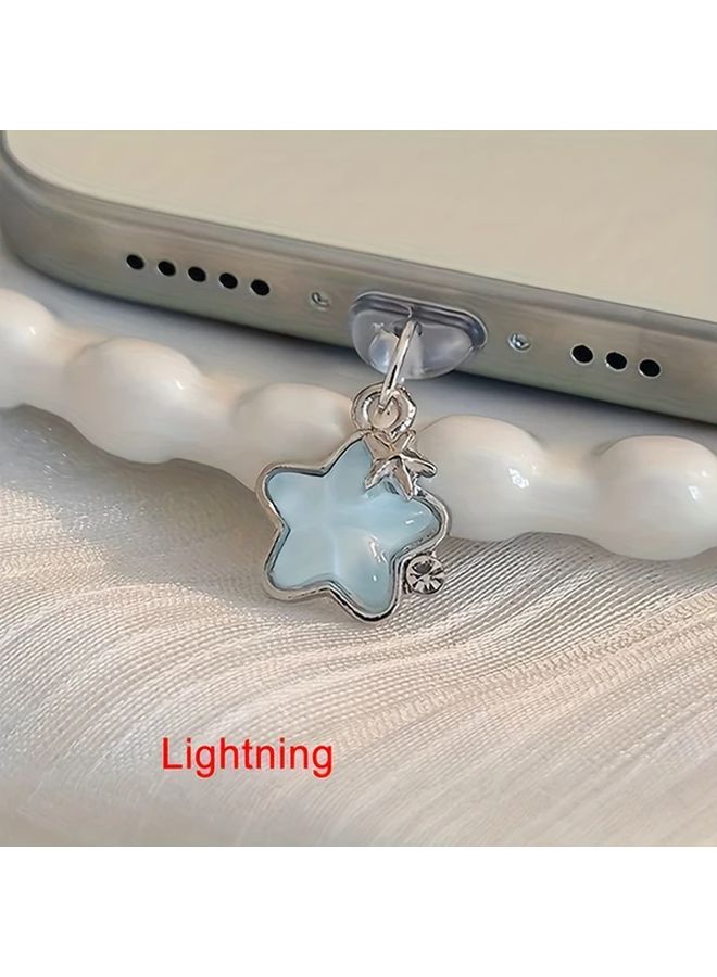 Lightning Blue Star Dust Plug For Charging Ports Phone Accessory Dust Protection - Image 1