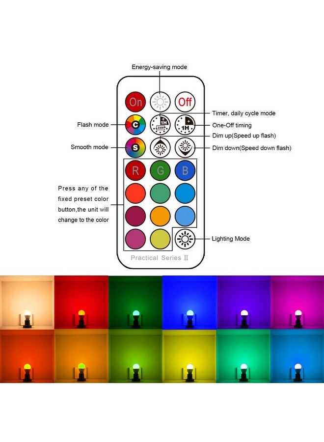 ILC E12 LED Light Bulbs (40w Equivalent) 5W, Color Changing RGB, A15 Small Base Candelabra Round Light Bulb, Candle Base, 2700K Warm White 12 Colors 2 Modes Timing with Remote Control (4 Pack) - Image 4