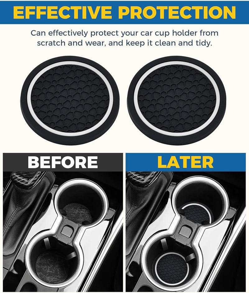 UBOG 4PCS Car Coasters,Car Accessories Car Cup Coasters,Car Accessories Interior,2.75 Inch Car Coasters for Cup Holders,Universal Non-Slip Car Cup Holder Coaster for Most Vehicle Truck (Black&White) - Image 4