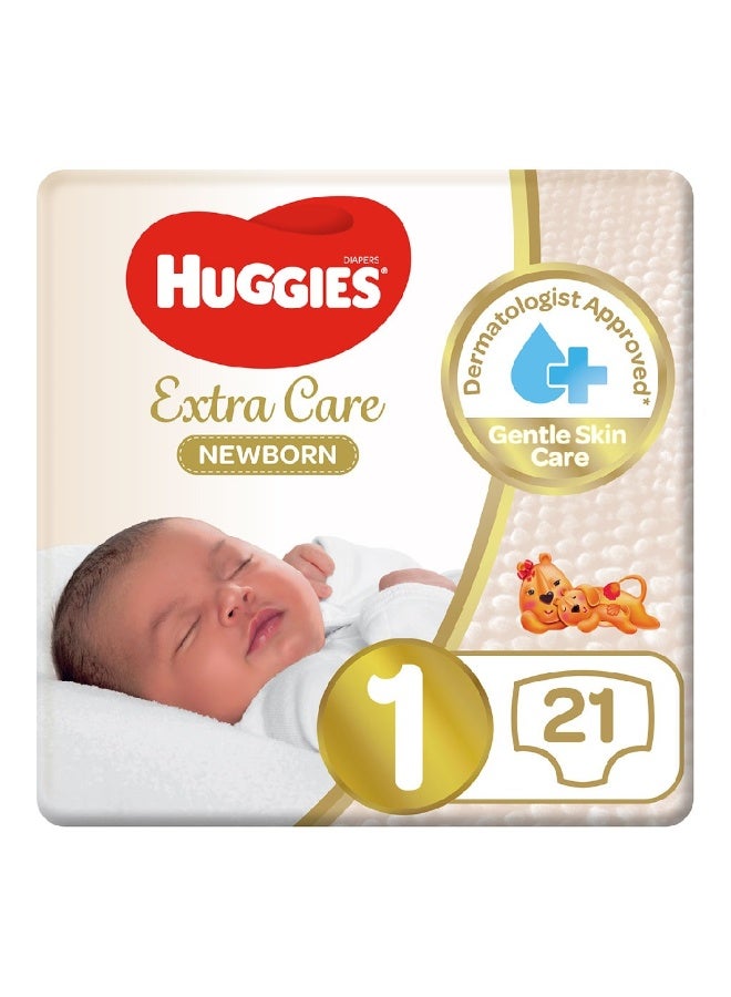 HUGGIES Extra Care Newborn Diapers, Size 1, Up to 5Kg, Pack of 21’s