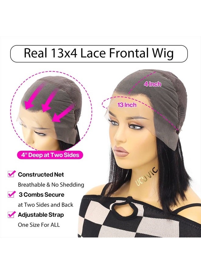UCUVIC Bob Wig Human Hair 13x4 HD Lace Front Wigs for Black Women Human Hair Side Part Frontal Bob Wig, Ailwelia Glueless Short Human Hair Wigs for Black Women Pre Plucked 180% Density 10 Inch - Image 5
