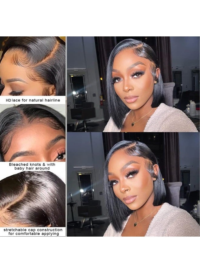 UCUVIC Bob Wig Human Hair 13x4 HD Lace Front Wigs for Black Women Human Hair Side Part Frontal Bob Wig, Ailwelia Glueless Short Human Hair Wigs for Black Women Pre Plucked 180% Density 10 Inch - Image 2