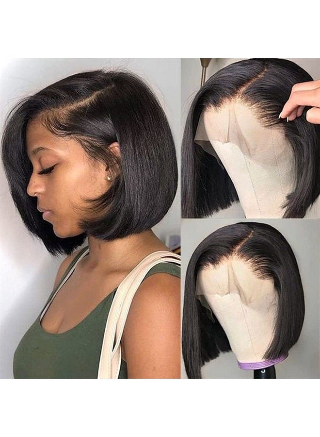 UCUVIC Bob Wig Human Hair 13x4 HD Lace Front Wigs for Black Women Human Hair Side Part Frontal Bob Wig, Ailwelia Glueless Short Human Hair Wigs for Black Women Pre Plucked 180% Density 10 Inch - Image 1