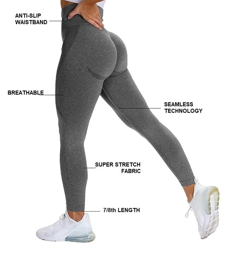 Alexvyan Medium Dark Grey Skinny Fit Yoga Pants Gym wear Ankle Leggings Workout Active wear | Stretchable Tights | High Waist Sports Fitness for Girls & Women- Nylon Fiber & Spandix Legging - Image 2