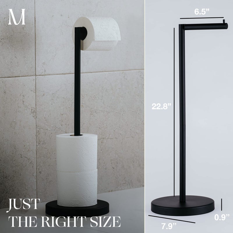 Marmolux Acc - Free Standing Toilet Paper Holder 1pc - Bathroom Storage for 4 Rolls of Tissue Modern Stainless Steel Matte Black Toilet Paper Holder. - Tp Holder Stand - Image 2