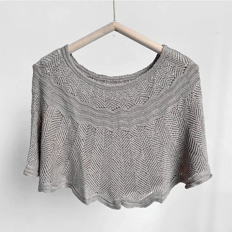 Fashionable Knitted Pullover Shawl Chinese Dress Outerwear Small Shawl Air Conditioned Room Wave Cover Shirt Khaki (send brooch) 