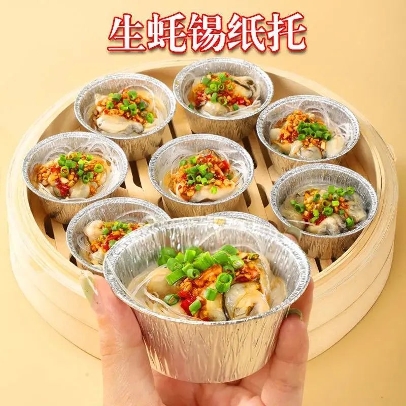 Disposable Oyster Tin Foil Steaming Tray Cake Cup Household Bowl Tin Foil Bowl Baking Egg Tart Cup Packaging Box - Image 4