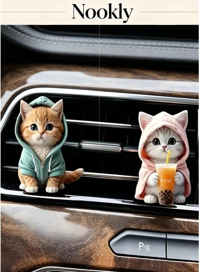 nookly 4 Pieces Cute Cat Car Air Vent Decoration Clamped Scent Holders, Freshen the Air with Pressed Scents, Car Interior Accessories for Driving Fun - Image 1