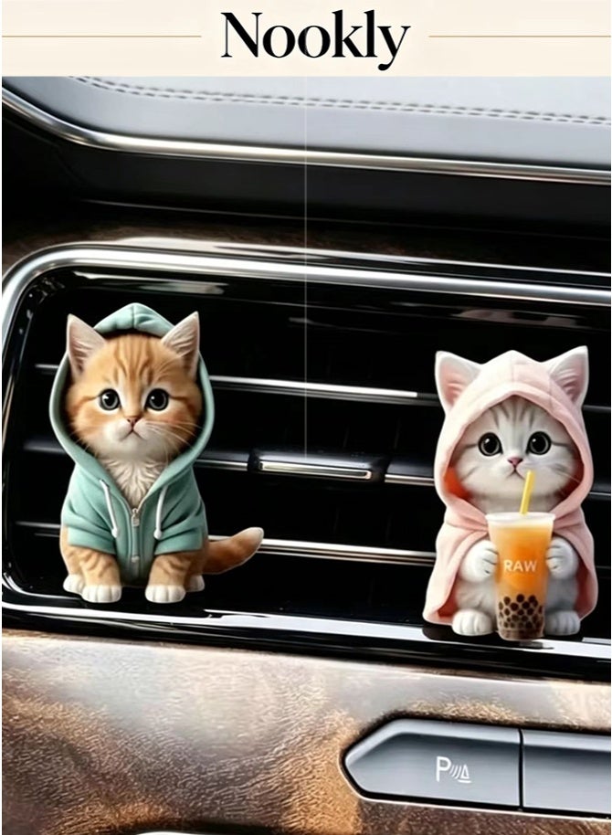 nookly 4 Pieces Cute Cat Car Air Vent Decoration Clamped Scent Holders, Freshen the Air with Pressed Scents, Car Interior Accessories for Driving Fun - Image 3