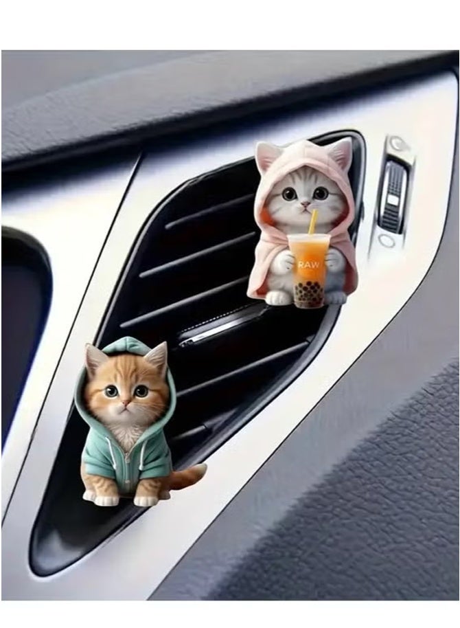 nookly 4 Pieces Cute Cat Car Air Vent Decoration Clamped Scent Holders, Freshen the Air with Pressed Scents, Car Interior Accessories for Driving Fun - Image 4