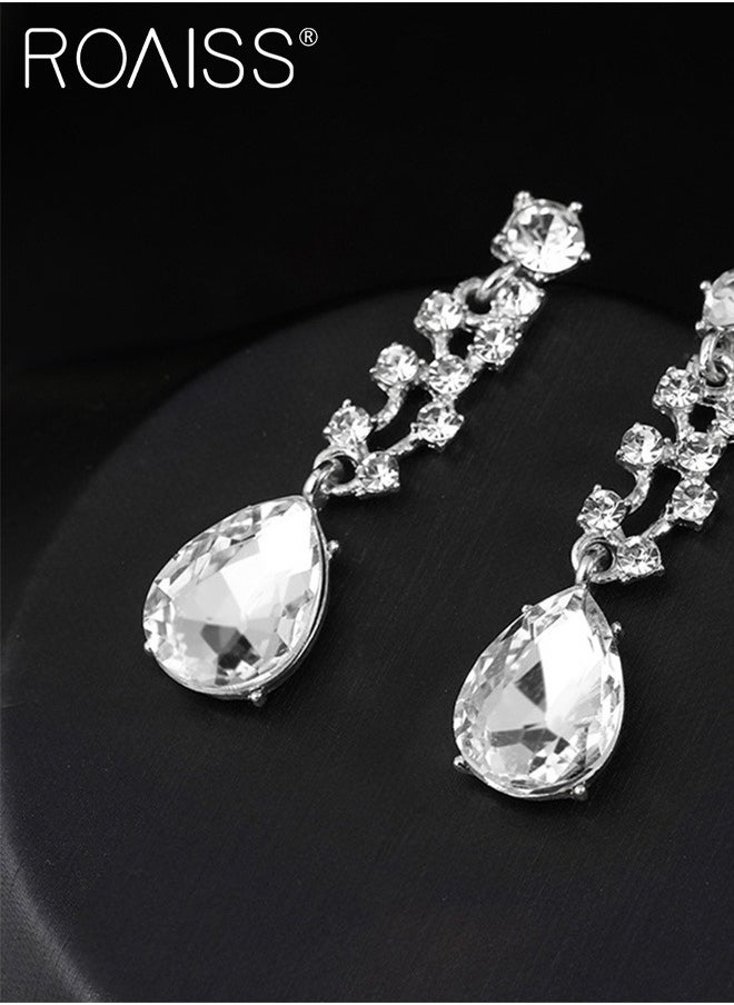 roaiss - ROAISS قطعتين من مجوهرات العروس Haoshi Fashion Atmosphere الماسية الكاملة لحفلات الزفاف إكسسوارات فستان السهرة الفضي - Image 1
