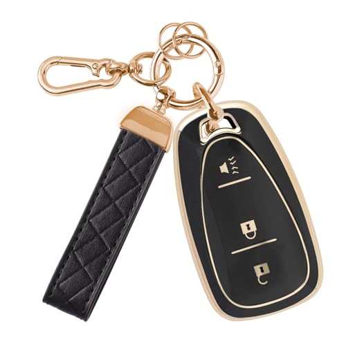 Rislobx 3 Button Key Fob Cover for Chevy, TPU Key Fob Case Compatible with 2016 2017 2018 2019 2020 2021 2022 Spark Traverse Equinox, for 2018 2019 2020 Chevy Trax (Black) - Image 1