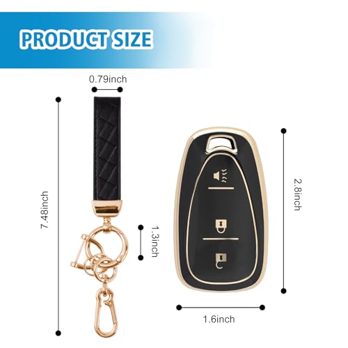 Rislobx 3 Button Key Fob Cover for Chevy, TPU Key Fob Case Compatible with 2016 2017 2018 2019 2020 2021 2022 Spark Traverse Equinox, for 2018 2019 2020 Chevy Trax (Black) - Image 3
