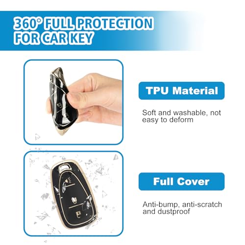 Rislobx 3 Button Key Fob Cover for Chevy, TPU Key Fob Case Compatible with 2016 2017 2018 2019 2020 2021 2022 Spark Traverse Equinox, for 2018 2019 2020 Chevy Trax (Black) - Image 5