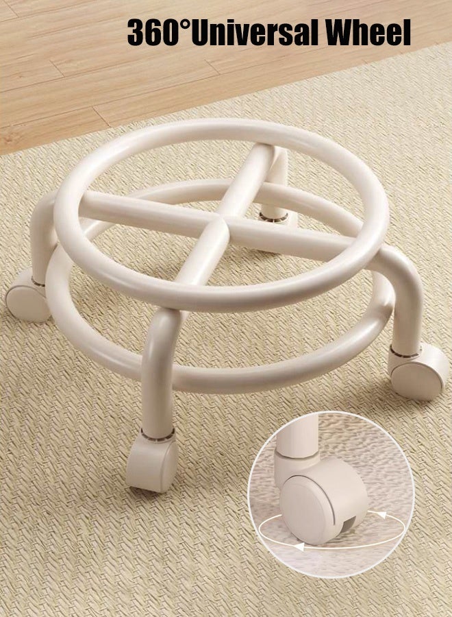 Hanayo Low Stool Round Chair Lazy Housework Stool Universal Wheel Stool 360° Movable Round Chair Stylish Low Floor Chair for Office Fitness Centers Salons Spas Living Room(Beige) - Image 5