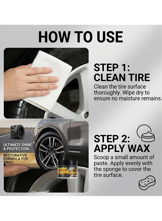 WILLIAM WEIR 50g Tyre Nourish Cream Tire Shine Wax Coating Paste Powerful Wheel Cleaning Refurbish Wax Maintain Luster, Long-Lasting Tire Shine Gel Cleaner For for Cars Trucks Motorcycles Bicycle Black Glossy Tires - Image 3