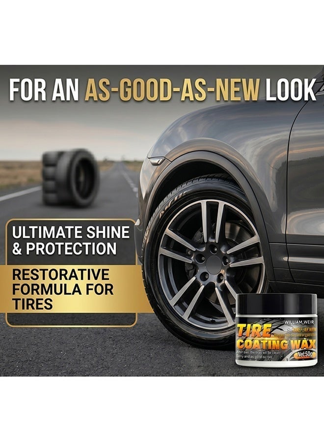 WILLIAM WEIR 50g Tyre Nourish Cream Tire Shine Wax Coating Paste Powerful Wheel Cleaning Refurbish Wax Maintain Luster, Long-Lasting Tire Shine Gel Cleaner For for Cars Trucks Motorcycles Bicycle Black Glossy Tires - Image 5