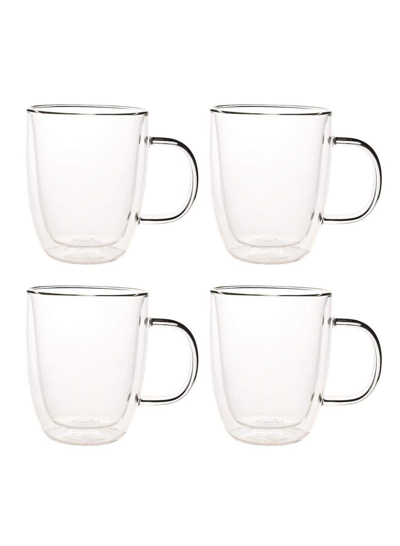 Zuleen [Set of 4] 10 oz Double Wall Ultra Clear Insulated Coffee Mugs Espresso Mocha Green Black Tea Cups, Real Borosilicate Glass - Image 1