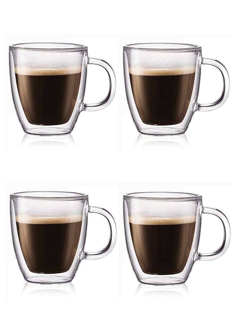 Zuleen [Set of 4] 10 oz Double Wall Ultra Clear Insulated Coffee Mugs Espresso Mocha Green Black Tea Cups, Real Borosilicate Glass - Image 5