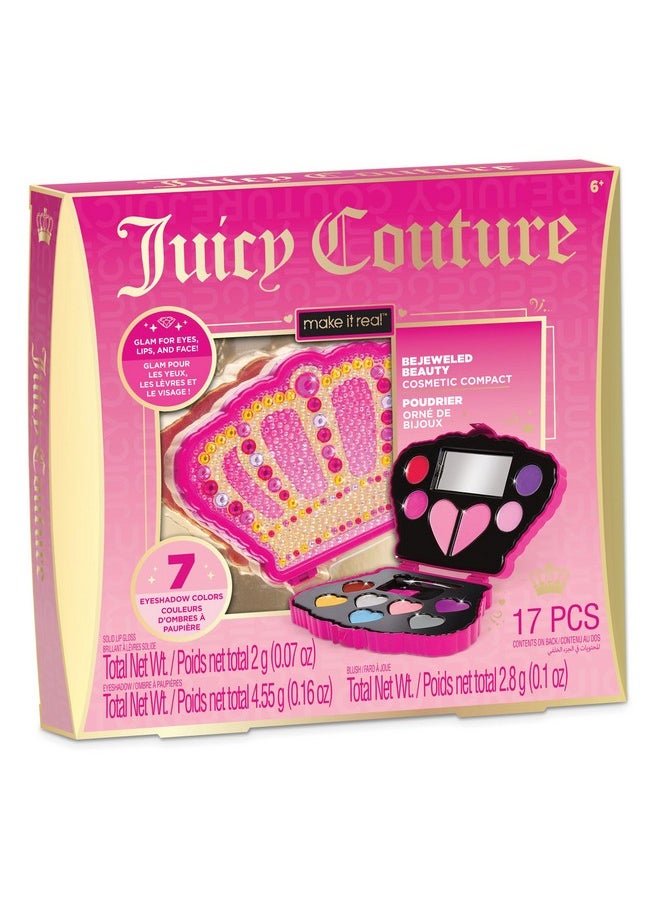 Make It Real : Juicy Couture Bejeweled Beauty Cosmetic Compact Glam For Eyes Lips & Face Crown Shaped Makeup Case Girls & Kids Ages 6+  - Image 1