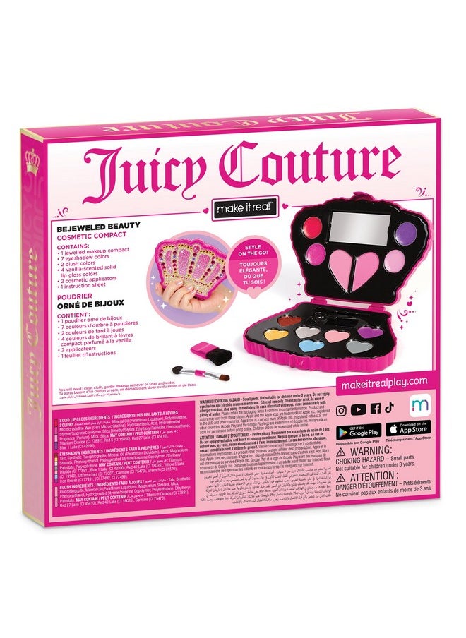 Make It Real : Juicy Couture Bejeweled Beauty Cosmetic Compact Glam For Eyes Lips & Face Crown Shaped Makeup Case Girls & Kids Ages 6+  - Image 2