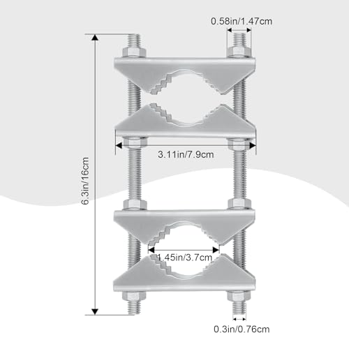 XRDS -RF Double Antenna Mast Clamp Heavy Duty Galvanized Iron Mount for Secure PoletoPole Connection RustResistant Ideal for Antennas and Satellite Dishes 3PCS - Image 3