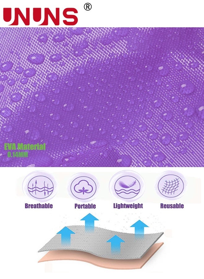 UNUNS Kids Raincoat,2 Pcs Kids Waterproof Thick Rain Ponchos For Kids,Reusable Emergency Rain Coats For Boys Girls,Kids Snow Rainwear Jacket with Hood and Drawstring,Portable EVA Rain Jacket,Purple - Image 3
