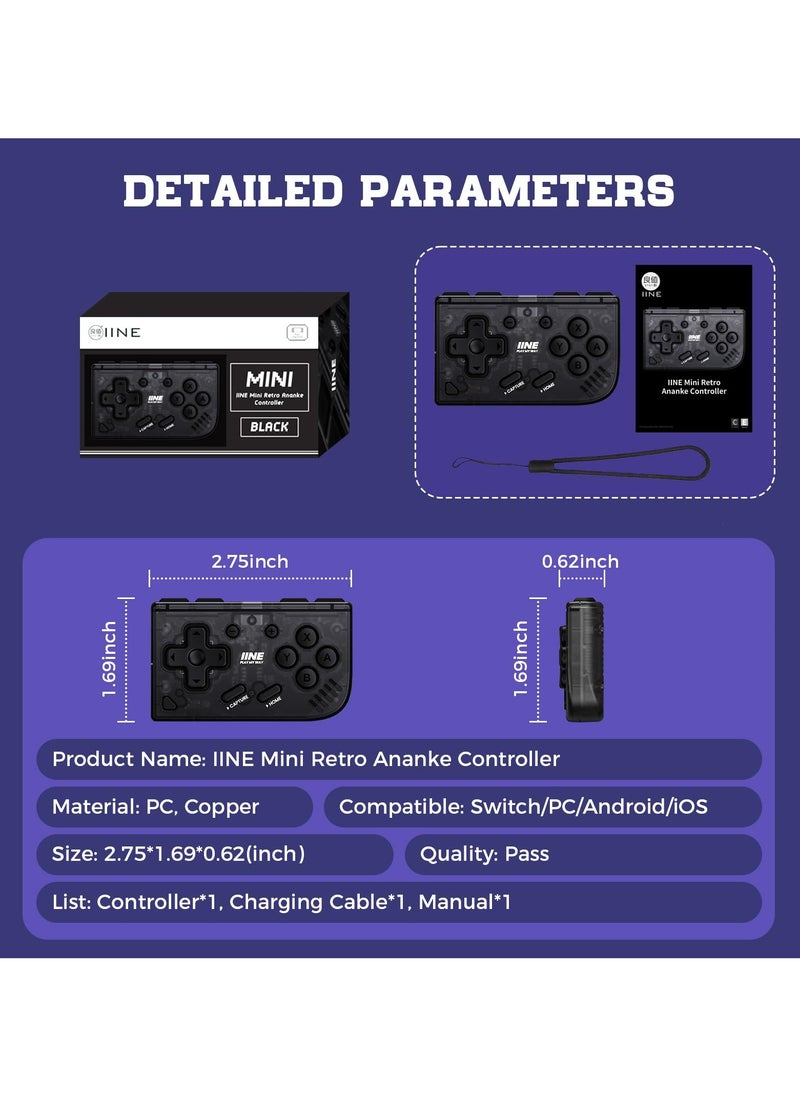 SANMUGEED - Mini Retro Wireless Controller, Micro Remote Controller for Switch/OLED, PC, Android and IOS, Keychain Pocket-sized Controller with Turbo Function - Image 1