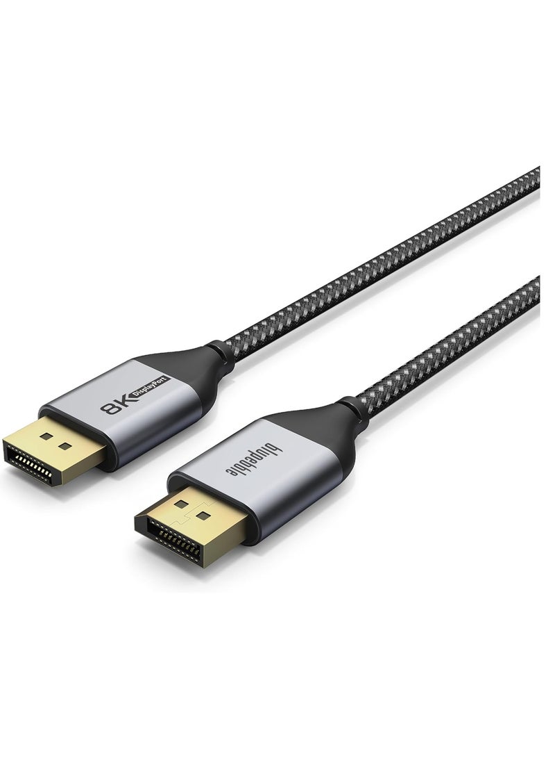 Blupebble 8K DisplayPort Cable 1.4 8K@60Hz/4K@144Hz/2K@240Hz/1080P@240Hz, for Gaming Monitor/Graphics Card/PC, Support 3D/HDCP/HDR/G-SYNC/Free-SYNC, Male to Male Nylon Braided Cable (1 Metre)