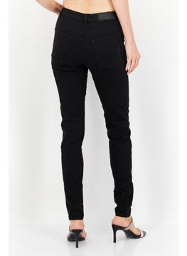 Women Skinny Fit Plain Stretchable Jeans, Black