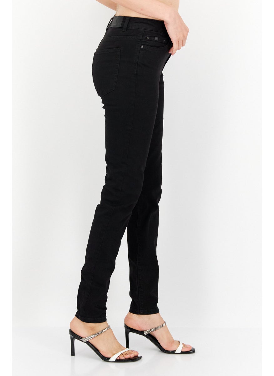 EDC Women Skinny Fit Plain Stretchable Jeans, Black  - Image 2