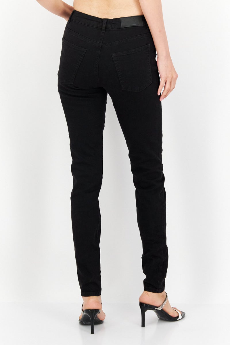 EDC Women Skinny Fit Plain Stretchable Jeans, Black - Image 2