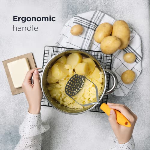 Deiss PRO Heavy Duty Stainless Steel Potato Masher with Non-Slip Rubber Handle Hand Held Mash Maker for Struggle-Free Mashing Dishwasher Safe Vegetable and Fruit Masher - Image 5
