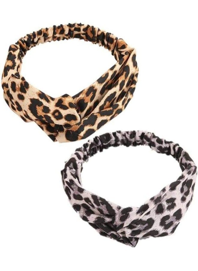 IBDA Hair Accessories Solid Fabric Knot Leopard Printed Headband for Girls and Woman (2 pieces) - Image 2