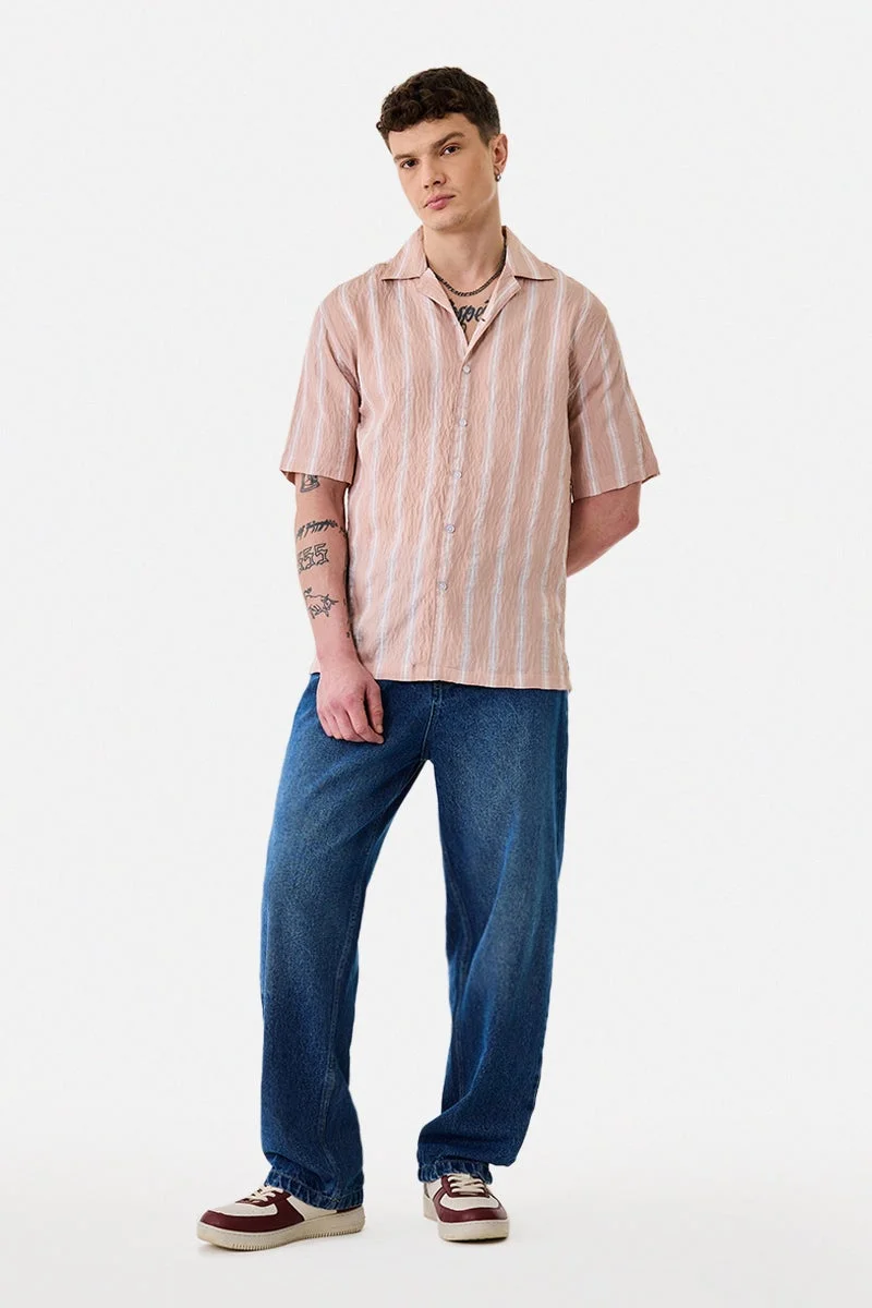 سنيتش قميص مقلم بقصة صندوقية