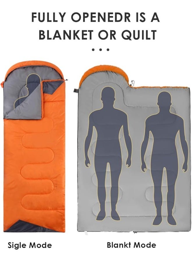 أكياس نوم للبالغين، خفيفة الوزن ومقاومة للماء، مناسبة للرحلات والتخييم والمشي لمسافات طويلة والسفر والصيد، مزودة بأكياس ضغط. - Image 4