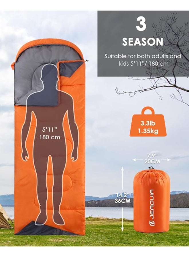 أكياس نوم للبالغين، خفيفة الوزن ومقاومة للماء، مناسبة للرحلات والتخييم والمشي لمسافات طويلة والسفر والصيد، مزودة بأكياس ضغط. - Image 2