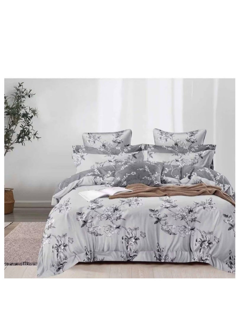 6-Piece King Size Duvet Cover Set – Botanical Leaf Design, Soft & Breathable Bedding Set with Fitted Sheet and Pillowcases