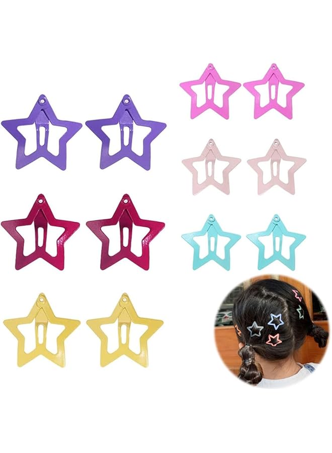 أكس سبرينج مشابك شعر ربيعية 12 قطعة مشابك شعر للبنات مشابك شعر ملونة على شكل نجمة دبابيس شعر معدنية إكسسوارات شعر غير قابلة للانزلاق إكسسوارات شعر للنساء 2000S Y2K معدنية للأطفال البنات الصغار - Image 1